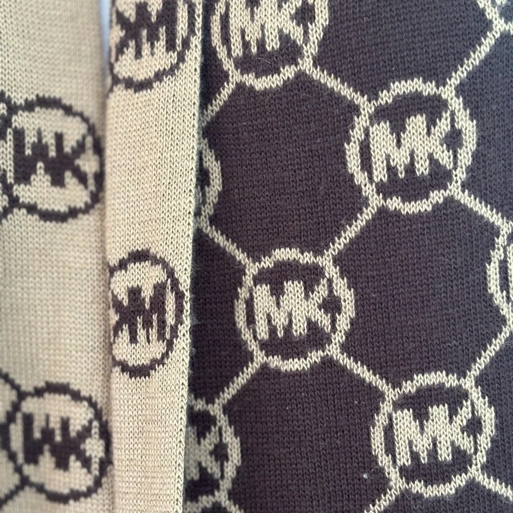 Michael Kors Brown and Tan Logo Scarf - Picture 3 of 5